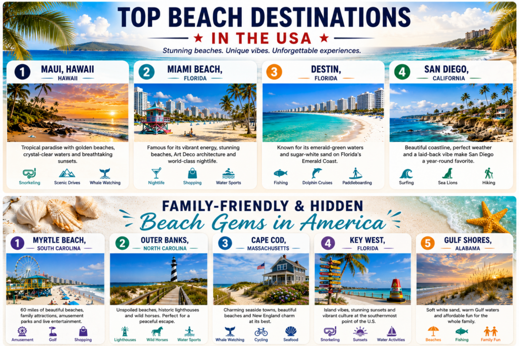 Top beach destinations in the USA